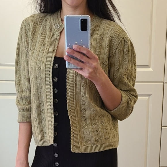 Vintage One Buttton Open Front Cardigan - Picture 4 of 5